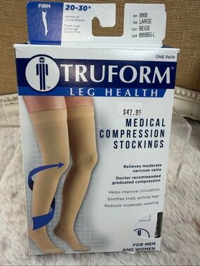 Truform | Medical Compression Stockings - Beige (Large), Unisex, NWT